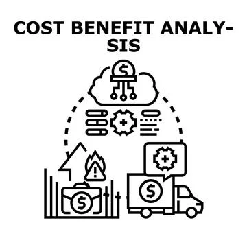 Cost benefit analysis concept vector icon illustration Stock Illustration