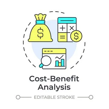 Cost benefit analysis multi color concept icon Stock-Illustration