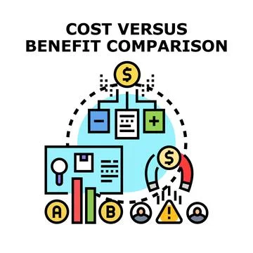 Cost benefit comparison analysis vector icon 库存插图
