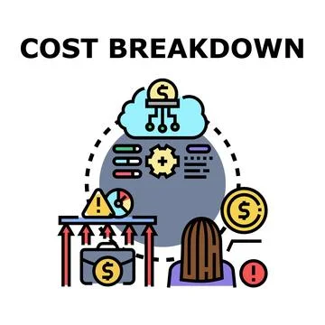 Cost breakdown analysis financial data management concept 스톡 일러스트