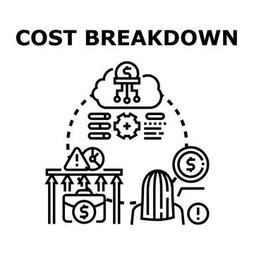 Cost breakdown analysis financial data management concept Stock Illustration