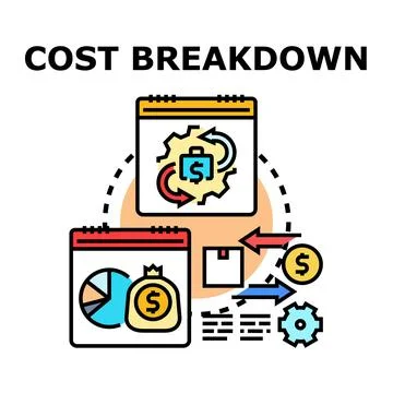 Cost breakdown process for financial planning and analysis Stock Illustration