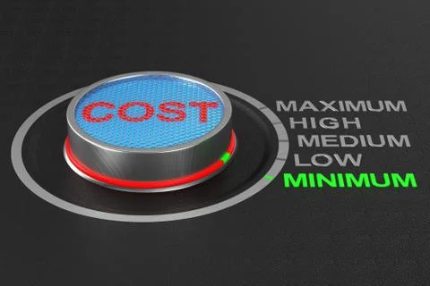 Cost button on dark background. 3D illustration Stock Illustration