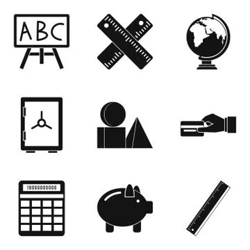 Cost calculation icons set, simple style Illustrazione stock