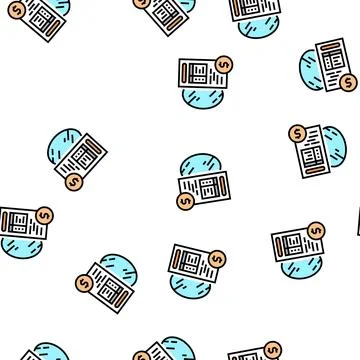 Cost calculation, mirror price vector seamless pattern Illustrazione stock