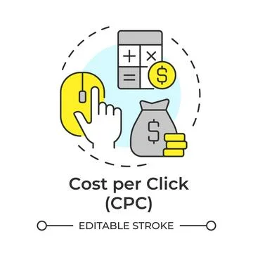 Cost per click multi color concept icon Stock Illustration