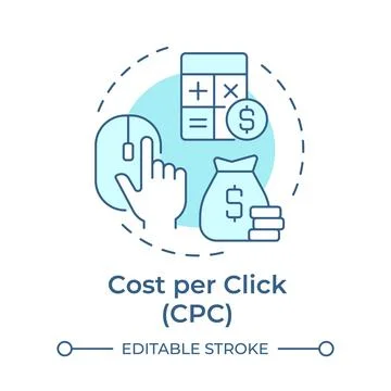 Cost per click soft blue concept icon Stock Illustration