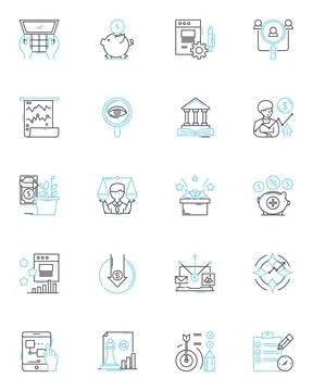 Cost containment linear icons set. Budgeting, Efficiency, Optimization Stock Illustration