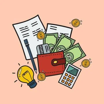 Cost control concept in doodle style Stock Illustration