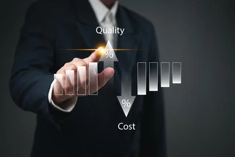 Cost control optimization, quality management, business efficiency cost red.. Stock Photos