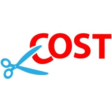 Cost cut icon on white background. scissors cutting money symbol. Stock Illustration