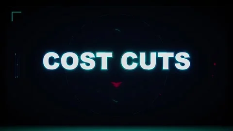 Cost cuts motion with neon hud interface and digital glitch effects busines.. Stock Footage 337552425