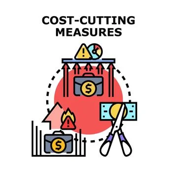 Cost cutting measures reducing business expenses Stock Illustration