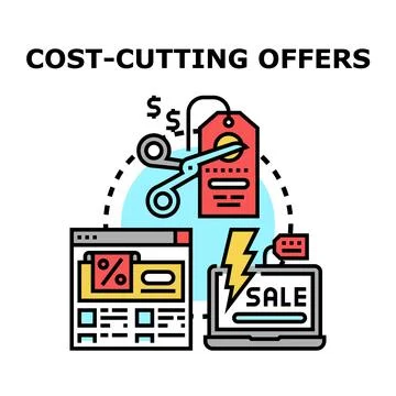 Cost cutting offers vector concept representing discounts Stock Illustration