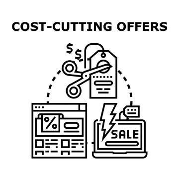 Cost cutting offers vector concept representing discounts Stock Illustration