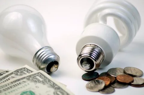 Cost Difference CFL or Incandescent? 스톡 사진