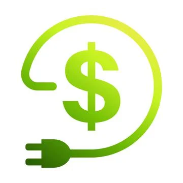 Cost dollar power efficiency icon vector save energy with electric plug ecolo 스톡 일러스트