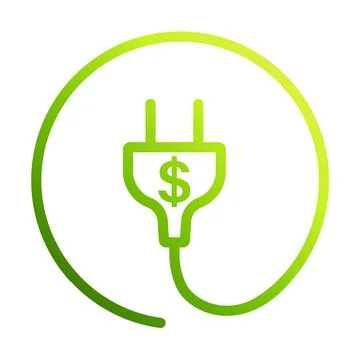 Cost dollar power efficiency icon vector save energy with electric plug ecolo 스톡 일러스트