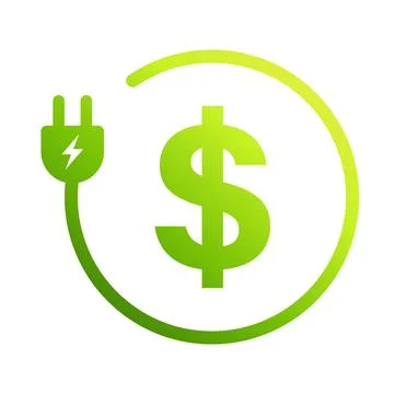 Cost dollar power efficiency icon vector save energy with electric plug ecolo Stock Illustration