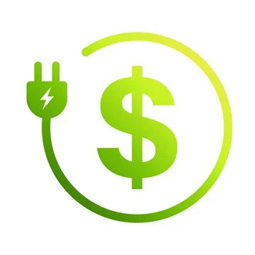 Cost dollar power efficiency icon vector save energy with electric plug ecolo Illustrazione stock