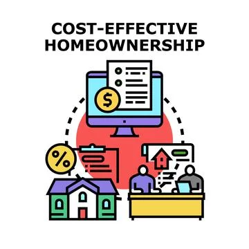 Cost effective homeownership process using digital tools and financial planni Stock Illustration