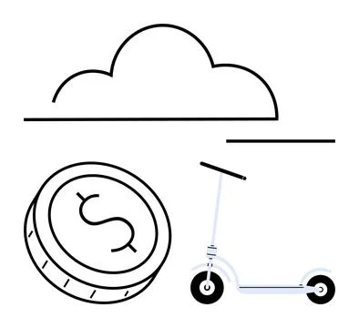 Cost-effective transportation concept with cloud storage and savings symbol.. 库存插图