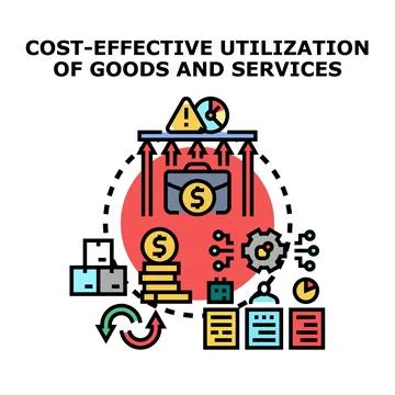 Cost effective utilization of business goods and services Stock Illustration