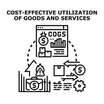 Cost effective utilization of goods and services concept Stock Illustration