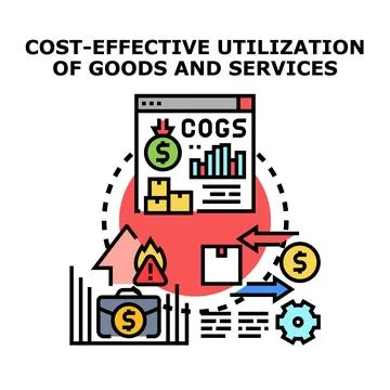 Cost effective utilization of goods and services concept Stock Illustration