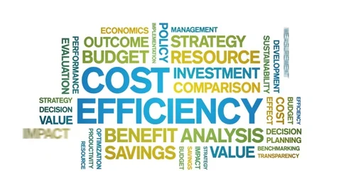 Cost Efficiency animated word cloud,animation kinetic typography seamless loop. Stock Footage 317662839