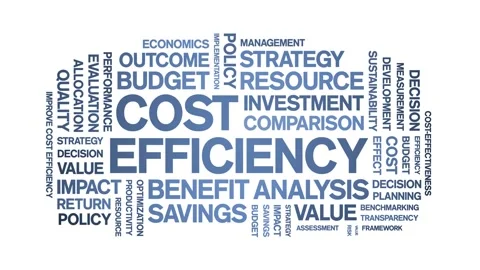 Cost Efficiency animated word cloud,animation kinetic typography seamless loop. Stock Footage 317662849