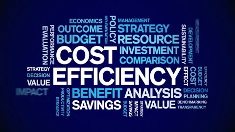 Cost Efficiency animated word cloud,animation kinetic typography seamless loop. Stock Footage 317662916