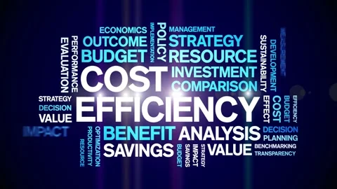 Cost Efficiency animated word cloud,animation kinetic typography seamless loop. Stock Footage 317663176