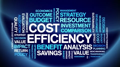 Cost Efficiency animated word cloud,animation kinetic typography seamless loop. Stock Footage 317663213