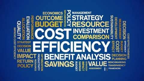 Cost Efficiency animated word cloud,animation kinetic typography seamless loop. Stock Footage 317663396