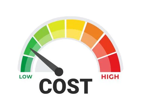 Cost Efficiency Meter Vector Illustration, Budget Management from Low to High Illustrazione stock