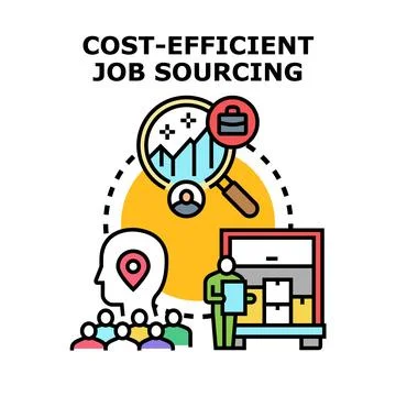 Cost efficient job sourcing and recruitment strategy Stock Illustration