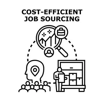 Cost efficient job sourcing and recruitment strategy Stock Illustration