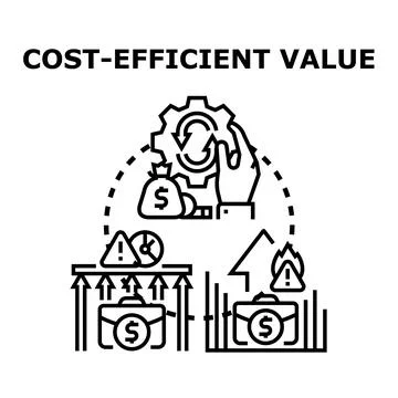 Cost efficient value creating business strategy concept Stock Illustration