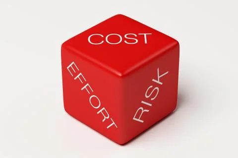Cost effort risk dice. Stock Illustration