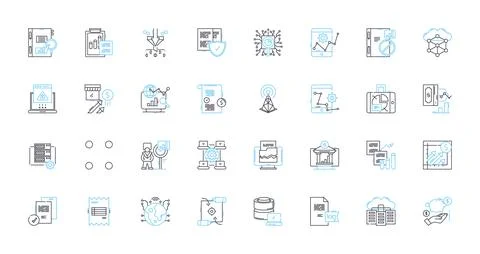 Cost estimation linear icons set. Budgeting, Projection, Calculation, Pricing Stock Illustration