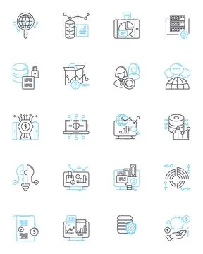 Cost estimation linear icons set. Budgeting, Projection, Calculation, Pricing Stock Illustration