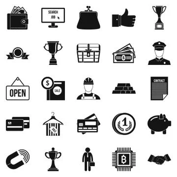 Cost icons set, simple style Stock Illustration