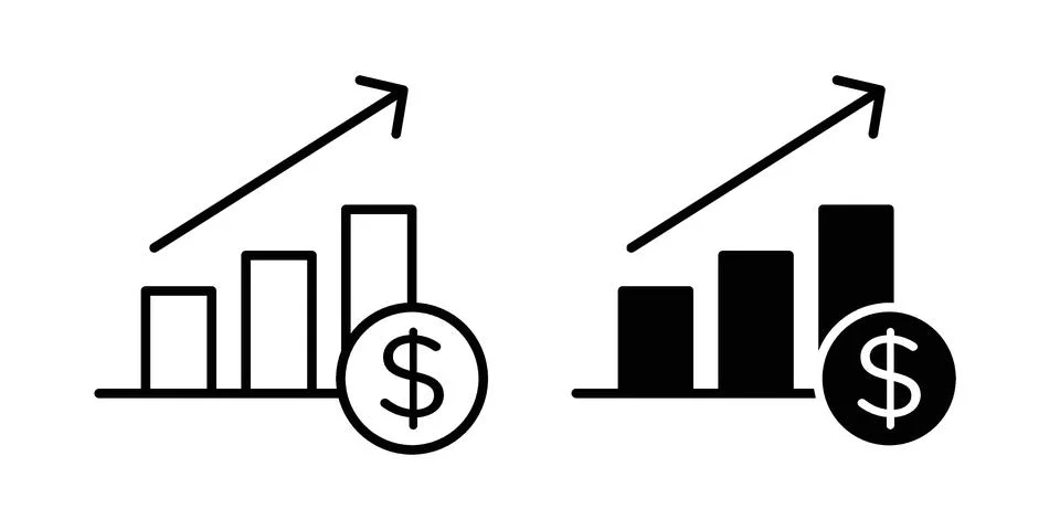 Cost increase icon vectors. Illustrations in black Ilustração Stock