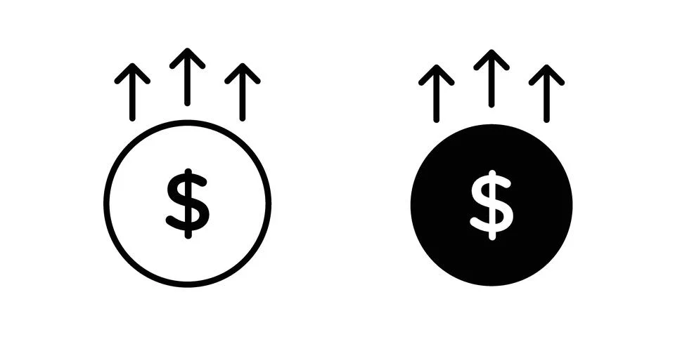Cost increase icon for web projects Ilustração Stock