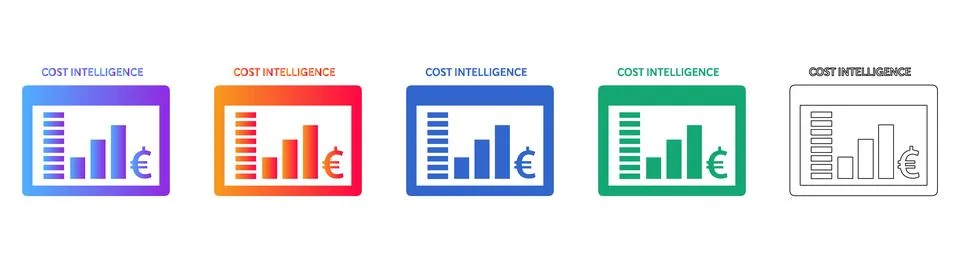 Cost Intelligence Financial Analytics Icons Stock Illustration