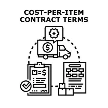 Cost per item contract terms concept illustration 스톡 일러스트