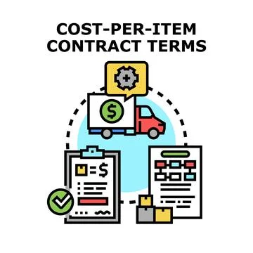 Cost per item contract terms concept illustration 스톡 일러스트