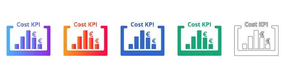 Cost KPI Bar Chart Icon Set Stockillustratie