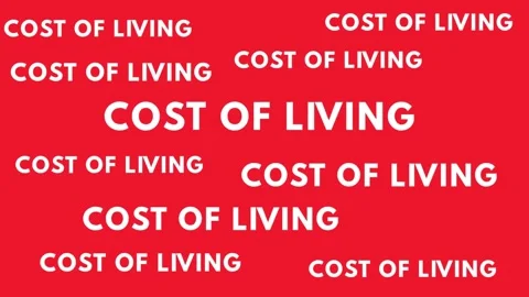 Cost of Living Animated Text Background for Inflation Household Expenses Rising Stock-Footage 345089362